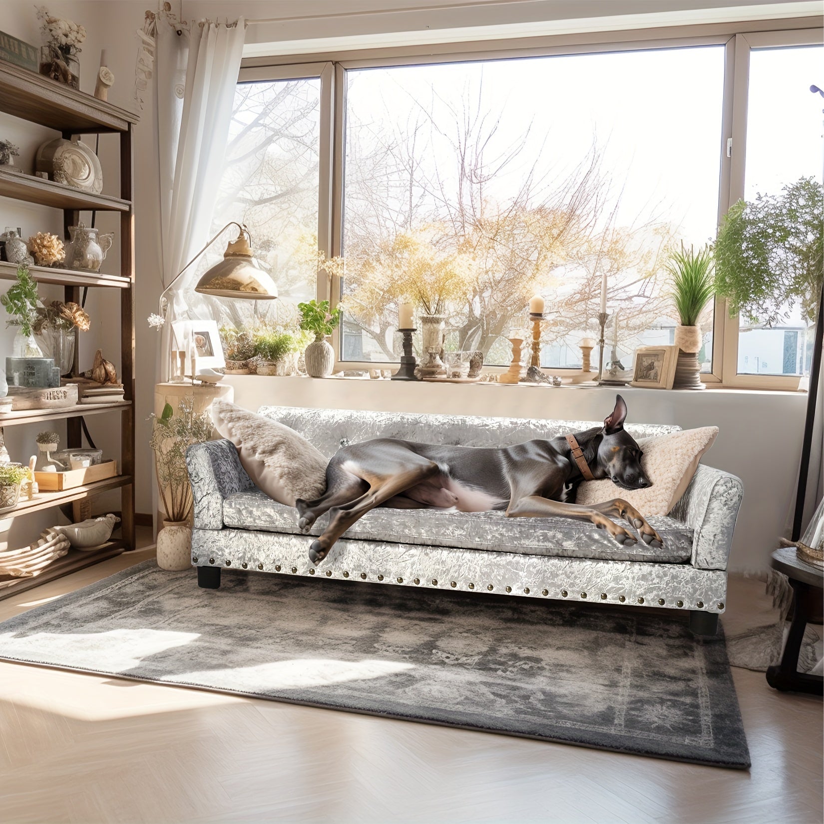 Luxus Samt Hundesofa XL: Modernes Haustiersofa Hundecouch für große Hunde
